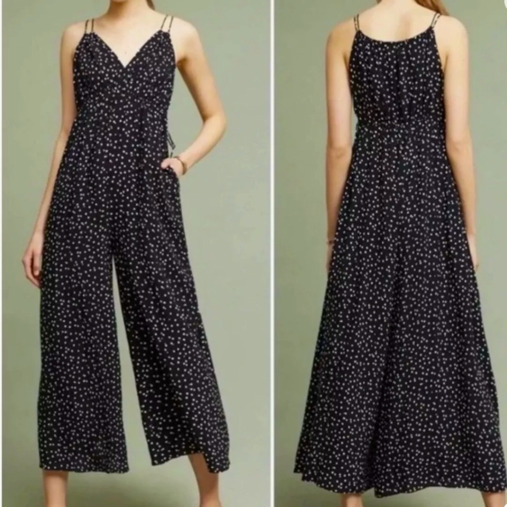 Anthropologie Maeve Finley wide leg dot jumpsuit - size 6